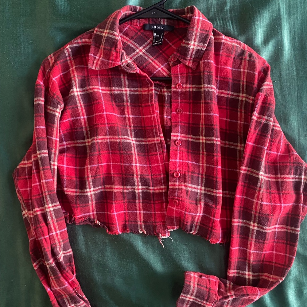 Forever 21 Red Plaid Button-Up Shirt